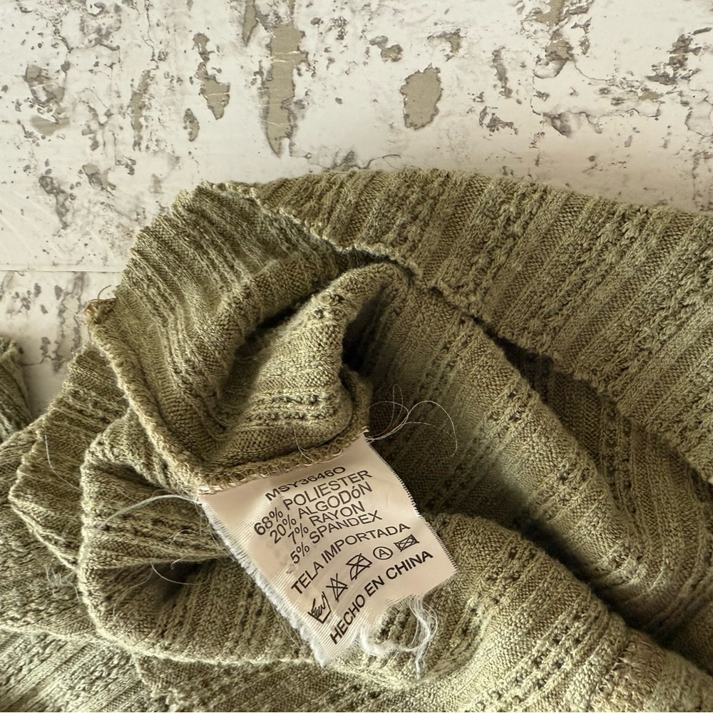 Olive Ribbed Knit Button Top - Picture 6 of 7